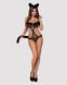 Эротический костюм гепарда Obsessive Gepardina 3 pcs costume S/M, черный, меховая отделка, монокини,