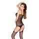 Бодістокінг Passion BS024 black, комбінезон, імітація панчох і пояса, Черный