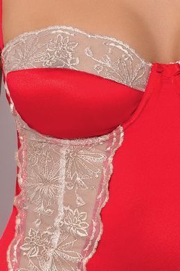 Сорочка приталена з чашечками LORAINE CHEMISE red XXL/XXXL - Passion Exclusive, трусики, Червоний