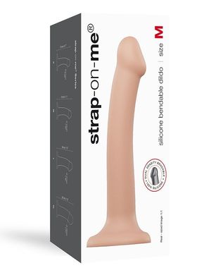 Насадка для страпона Strap-On-Me Dual Density Dildo Flesh M, диаметр 3,3см, двухслойная, гибкая, Телесный