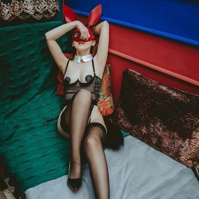 Костюм зайчика UPKO Bunny Girl Bodysuit з відкритими грудьми, чорний, М