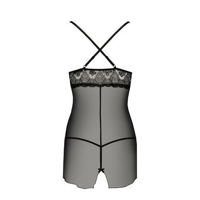 Прозора сорочка приталена QUENTRIS CHEMISE black XXL/XXXL - Passion Exclusive, трусики