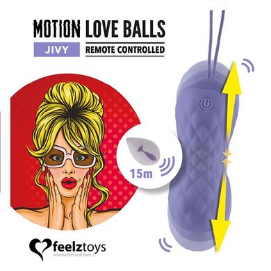 Вагінальні кульки з масажем і вібрацією FeelzToys Motion Love Balls Jivy з пультом дистанційного кер