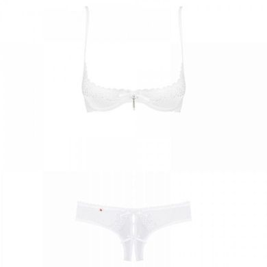 Комплект открытая грудь Obsessive ALABASTRA Set S/M белый