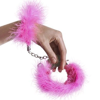 Наручники металеві Adrien Lastic Handcuffs Pink з рожевою пухнастою обробкою, Рожевий