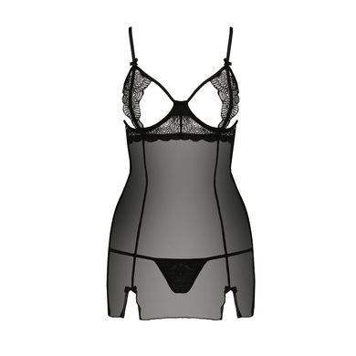 Прозора сорочка приталена QUENTRIS CHEMISE black XXL/XXXL - Passion Exclusive, трусики