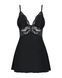 Сатиновый пеньюар с кружевом Obsessive 810-BAB-1 babydoll & thong L/XL, черный, пеньюар, танга