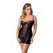 (SALE) Сорочка приталена з чашечками ZOJA CHEMISE black 4XL/5XL - Passion, трусики, Чорний