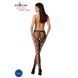 Эротические колготки-бодистокинг Passion S008 black, ажурные колготки с вырезом и лампасами-сеткой, Черный