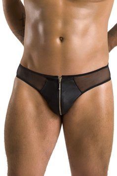 Чоловічі сліпи на блискавці Passion Slip Timmy S/M, чорні, екошкіра, сітка