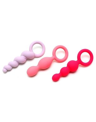 Набор анальных игрушек Satisfyer Plugs colored (set of 3) - Booty Call, макс. диаметр 3 см, Розовый/пурпурный/фиолетовый