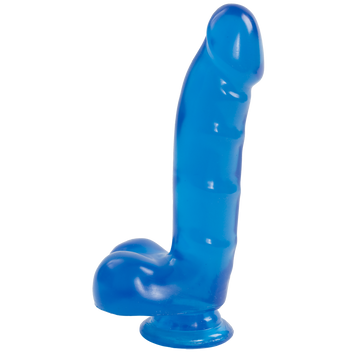 Фаллоимитатор Doc Johnson Jelly Jewels Cock & Balls Blue, диаметр 3,6см, антибактериальный ПВХ, Синий