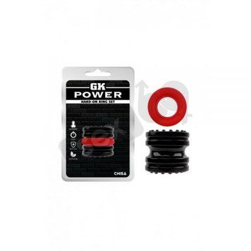 CH77302 Эрекционное&nbsp;кольцо&nbsp;черное/красное&nbsp;GK&nbsp;Power&nbsp;Hard-On&nbsp;Ring&nbsp;Set&nbsp;Chisa