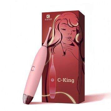 Клиторальный вибратор KISTOY C-King Pink, с двумя прил. насадками, мощная прицельная стимуляция