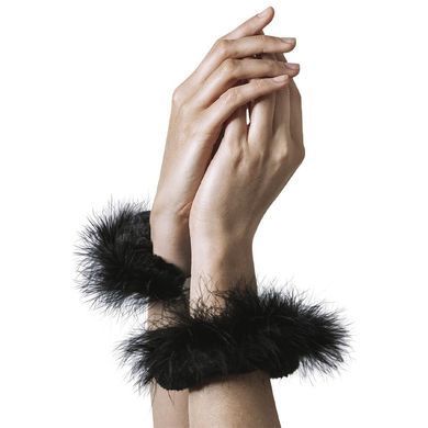 Наручники металлические Adrien Lastic Handcuffs Black с черной пушистой отделкой, Черный