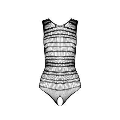 Бодістокінг з доступом Passion BS086 black, вертикальна сітка, виріз на спинці