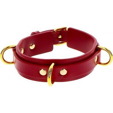 Нашийник з наручниками Taboom Bondage in Luxury червоний із золотою фурнітурою