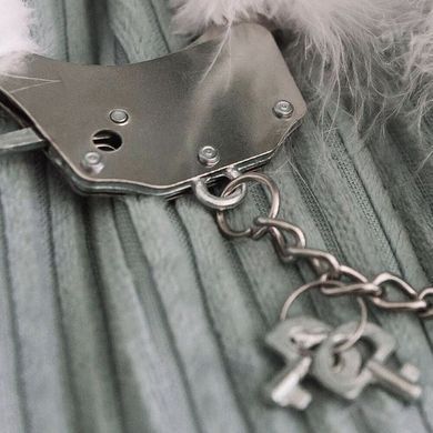 Наручники металлические Adrien Lastic Handcuffs Black с черной пушистой отделкой, Черный