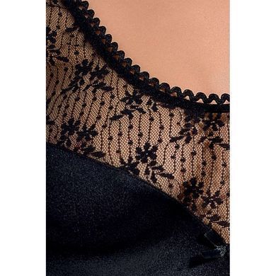 (SALE) Сорочка приталена з чашечками LOTUS CHEMISE black L/XL - Passion Exclusive, трусики, Черный