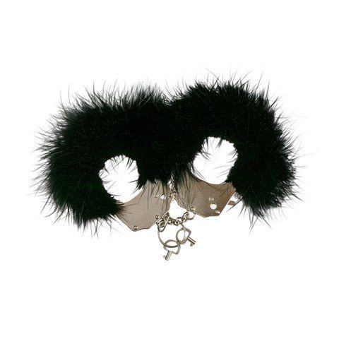 Наручники металлические Adrien Lastic Handcuffs Black с черной пушистой отделкой, Черный