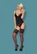 Корсет Obsessive 810-COR-1 з мереживом та пажами для панчох, чорний, L/XL