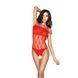 Бодистокинг Passion BS035 red, боди, имитация топа и трусиков, Красный