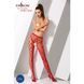 Эротические колготки-бодистокинг Passion S008 red, ажурные колготки с вырезом и лампасами-сеткой, Красный