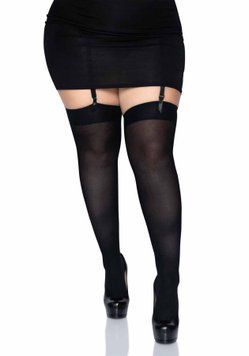 Leg Avenue Nylon Thigh Highs + PLUS SI Black