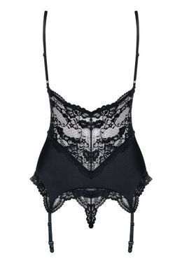 Корсет Obsessive 810-COR-1 з мереживом та пажами для панчох, чорний, S/M