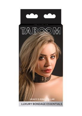 Нашийник з D-подібним кільцем та заклепками Taboom, веганська шкіра, чорний, 44 см