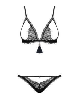Комплект Obsessive Romanesa (Бюстгальтер і стрінги) Black L \ XL