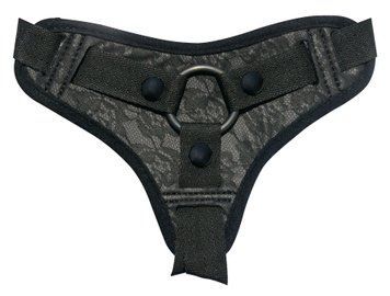 Трусы для страпона Sportsheets Midnight Lace Strap-On, отделка под кружево, комфортные, Чорний