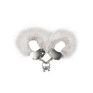 Наручники металлические Adrien Lastic Handcuffs White с белой пушистой отделкой, Белый