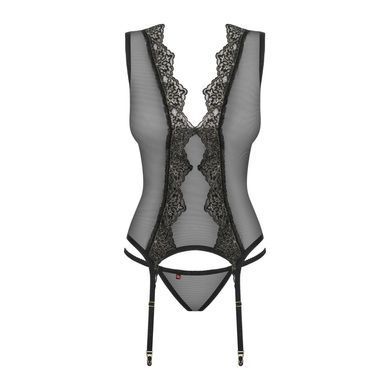 Комплект Obsessive Meshlove корсет та стрінги L/XL