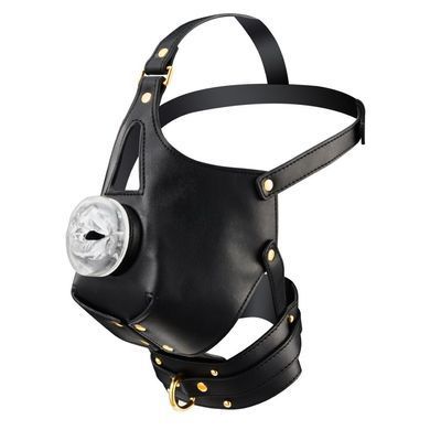 Маска-доспехи для орального секса с поводком LOCKINK SEVANDA Blowjob Head Muzzle with Leash