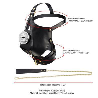 Маска-доспехи для орального секса с поводком LOCKINK SEVANDA Blowjob Head Muzzle with Leash