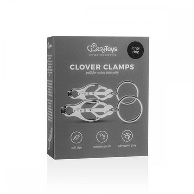 Зажимы&nbsp;для&nbsp;сосков&nbsp;с&nbsp;кольцами&nbsp;EasyToys&nbsp;Clover&nbsp;Clamps&nbsp;With&nbsp;Clips, Серебро