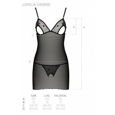 Сорочка з вирізами на грудях + стрінги LOVELIA CHEMISE black L/XL - Passion