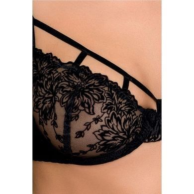 Комплект білизни HAYA SET black S/M - Passion Exclusive: стрінги, ліф, пояс для панчох, Черный