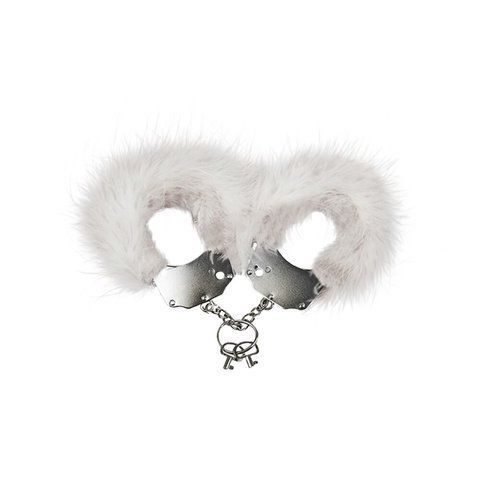 Наручники металлические Adrien Lastic Handcuffs White с белой пушистой отделкой, Белый
