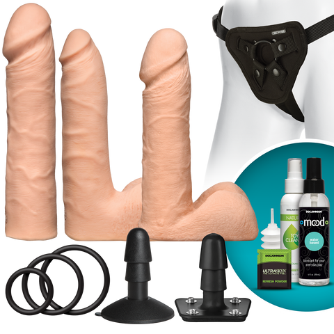 Набір для страпона Doc Johnson Vac-U-Lock Dual Density UltraSKYN Set, діаметр 3&times;4,5см, Телесный