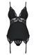 Корсет Obsessive 810-COR-1 з мереживом та пажами для панчох, чорний, S/M