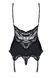 Корсет Obsessive 810-COR-1 з мереживом та пажами для панчох, чорний, S/M