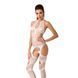 Бодістокінг Passion BS053 white, комбінезон, імітація панчох і пояса, Білий