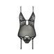 Корсет з декольте ERZA CORSET black XXL/XXXL - Passion, пажі, трусики, напівпрозорий