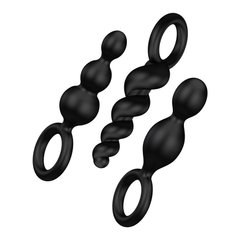 Набір анальних іграшок Satisfyer Plug black (set of 3) — Booty Call, макс. діаметр 3 см, Черный