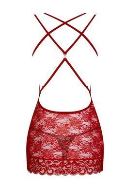 Сорочка&nbsp;Obsessive&nbsp;860-CHE-3&nbsp;chemise&nbsp;&&nbsp;thong&nbsp;red&nbsp;L/XL