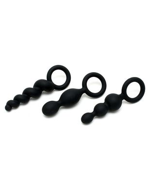 Набор анальных игрушек Satisfyer Plugs black (set of 3) - Booty Call, макс. диаметр 3 см, Черный