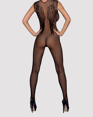 Комбінезон Obsessive з малюнком крил Bodystocking N112, чорний S\M