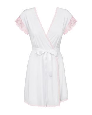 Пеньюар білий з рожевим мереживом Obsessive Girlly, S/M